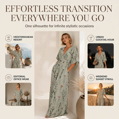 🌸Elegant jumpsuit med V-ringning och tryck för damer – 50% RABATT! ✨