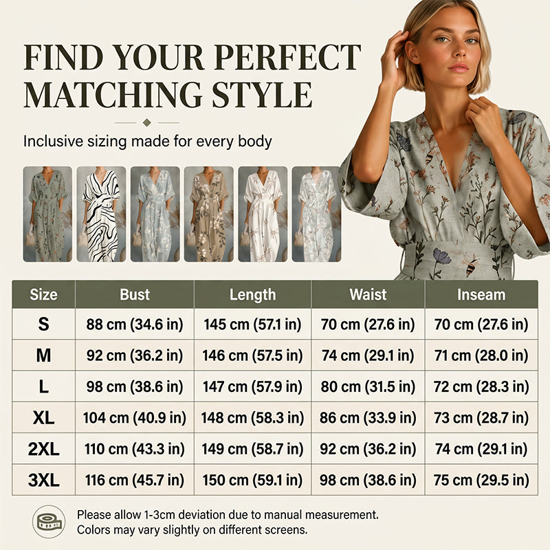 🌸Elegant jumpsuit med V-ringning och tryck för damer – 50% RABATT! ✨