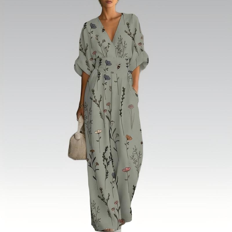 🌸Elegant jumpsuit med V-ringning och tryck för damer – 50% RABATT! ✨