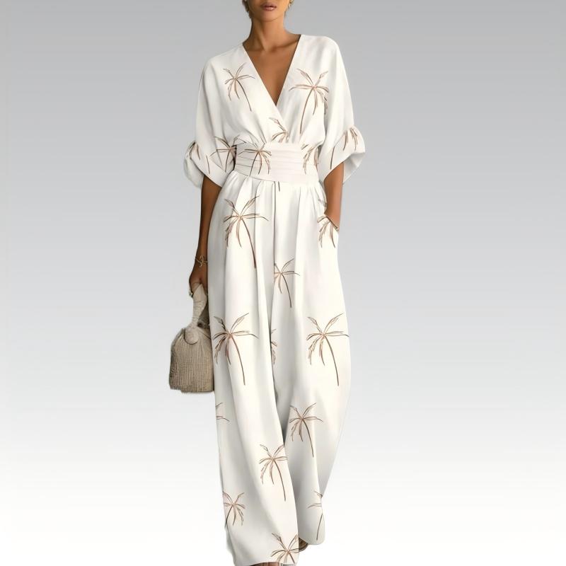 🌸Elegant jumpsuit med V-ringning och tryck för damer – 50% RABATT! ✨