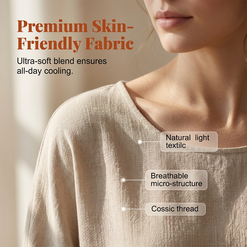 👚 50% RABATT NU! 🌿Damset med topp och byxor i bomull och linne, halvärmad – Andningsbart och lätt – Perfekt för sommaren, kontoret eller vardagliga dagar – avslappnad passform med naturlig textur 🌸✨