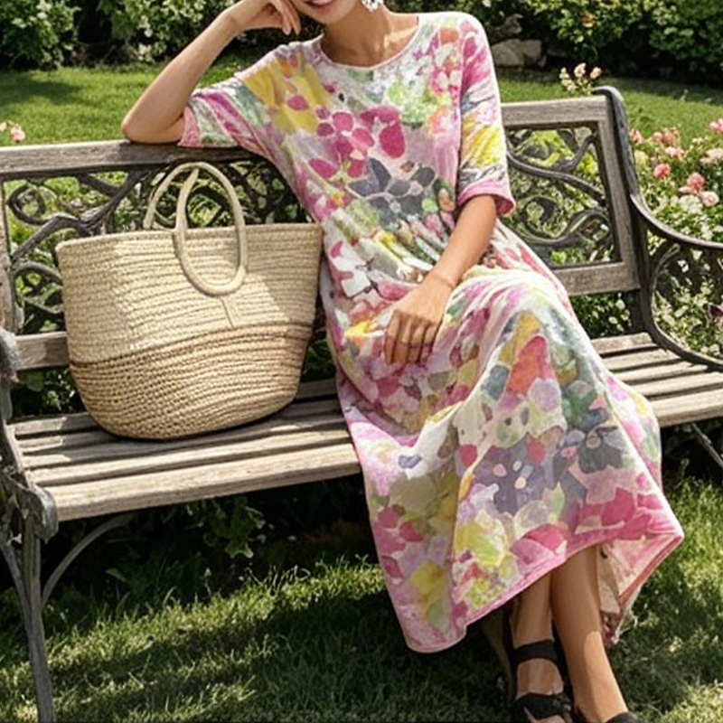 👗Löst sittande klänning med blommönster för damer – JUST NU 50% BILLIGARE💥