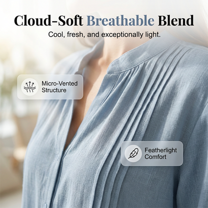 👚🌸 Elegant casual topp med mandarin-krage och prickveck – Komfort möter stil✨