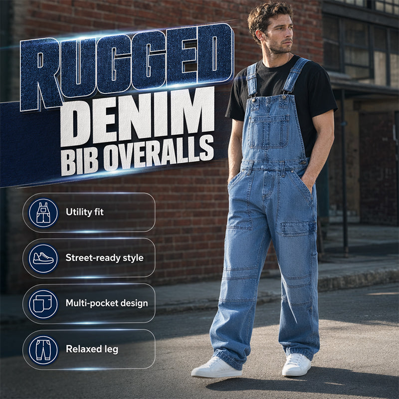 👖 Klassisk denimoverall för män med justerbara remmar– Klassisk Arbetsstil med Maximal Komfort 🔥