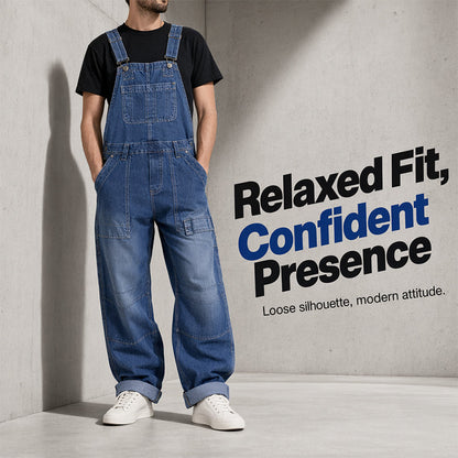 👖 Klassisk denimoverall för män med justerbara remmar– Klassisk Arbetsstil med Maximal Komfort 🔥
