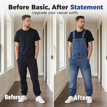 👖 Klassisk denimoverall för män med justerbara remmar– Klassisk Arbetsstil med Maximal Komfort 🔥