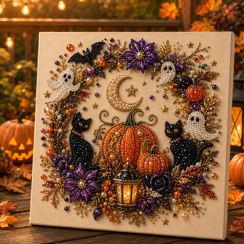 ⏳Tidsbegränsat specialerbjudande: 50 % rabatt⏰👻 Halloween-spökpärlkonst – gör-det-själv-kit – Skapa ett glittrande, läskigt-gulligt mästerverk till ditt hem