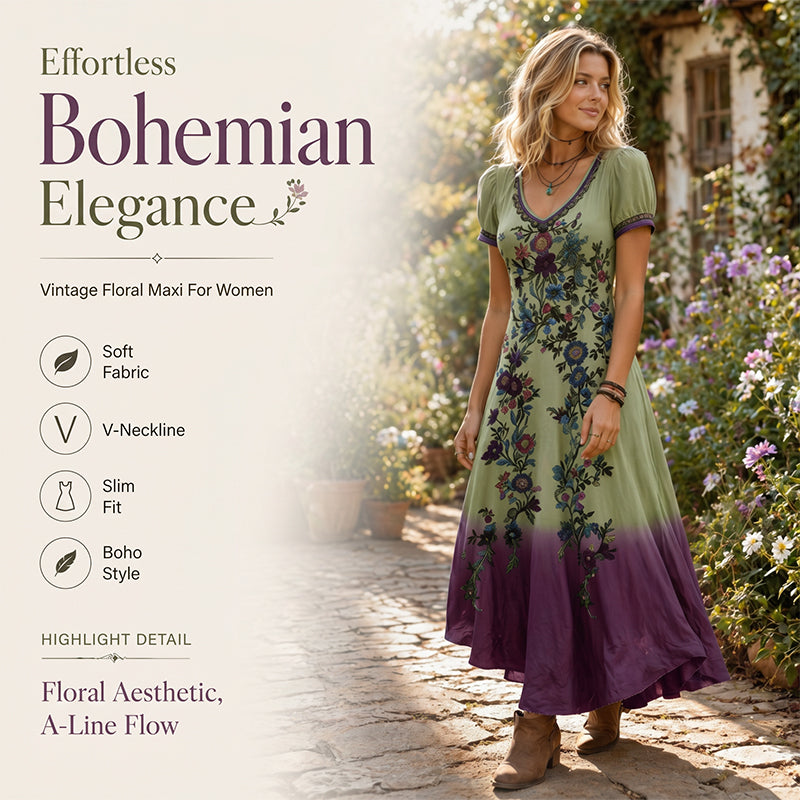 👗 Få 60 % rabatt nu!🌸 Mångsidig sommarklänning med V-ringning och blommönster