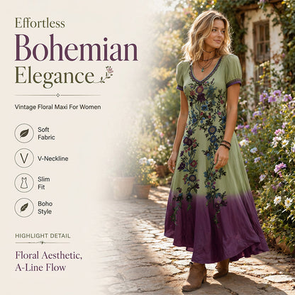 👗 Få 60 % rabatt nu!🌸 Mångsidig sommarklänning med V-ringning och blommönster