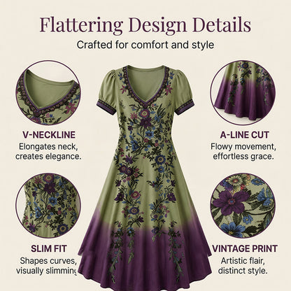👗 Få 60 % rabatt nu!🌸 Mångsidig sommarklänning med V-ringning och blommönster