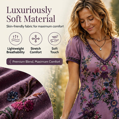 👗 Få 60 % rabatt nu!🌸 Mångsidig sommarklänning med V-ringning och blommönster