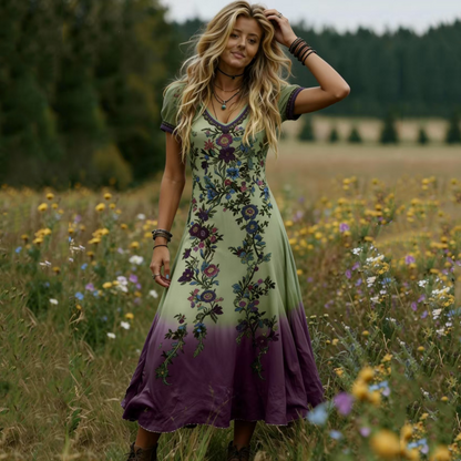 👗 Få 60 % rabatt nu!🌸 Mångsidig sommarklänning med V-ringning och blommönster