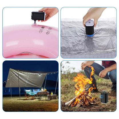 ⏳Tidsbegränsat erbjudande⏰Uppladdningsbar campingluftpump – LED-ljus och snabb uppblåsning – Kompakt och bärbar – Perfekt för luftmadrasser, pooler eller däck 🔋✨