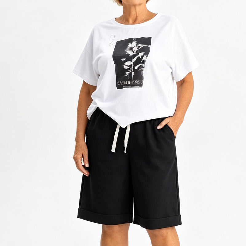 🌞Sommarrea 55% RABATT⚡ÖVER 50 000 SÅLDA💕🌸 Bekvämt fritidsset med grafisk T-shirt och shorts