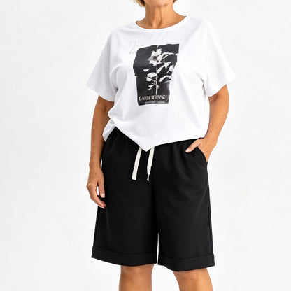 🌞Sommarrea 55% RABATT⚡ÖVER 50 000 SÅLDA💕🌸 Bekvämt fritidsset med grafisk T-shirt och shorts