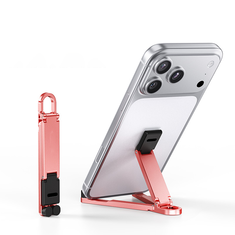 📱Mini Aluminium Telefonställ Nyckelring Hopfällbar Skrivbordshållare – Liten Pryl, Stor Bekvämlighet✨