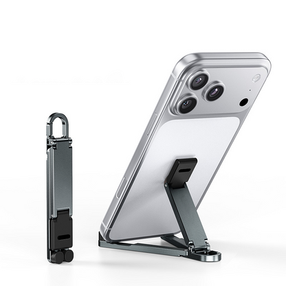 📱Mini Aluminium Telefonställ Nyckelring Hopfällbar Skrivbordshållare – Liten Pryl, Stor Bekvämlighet✨