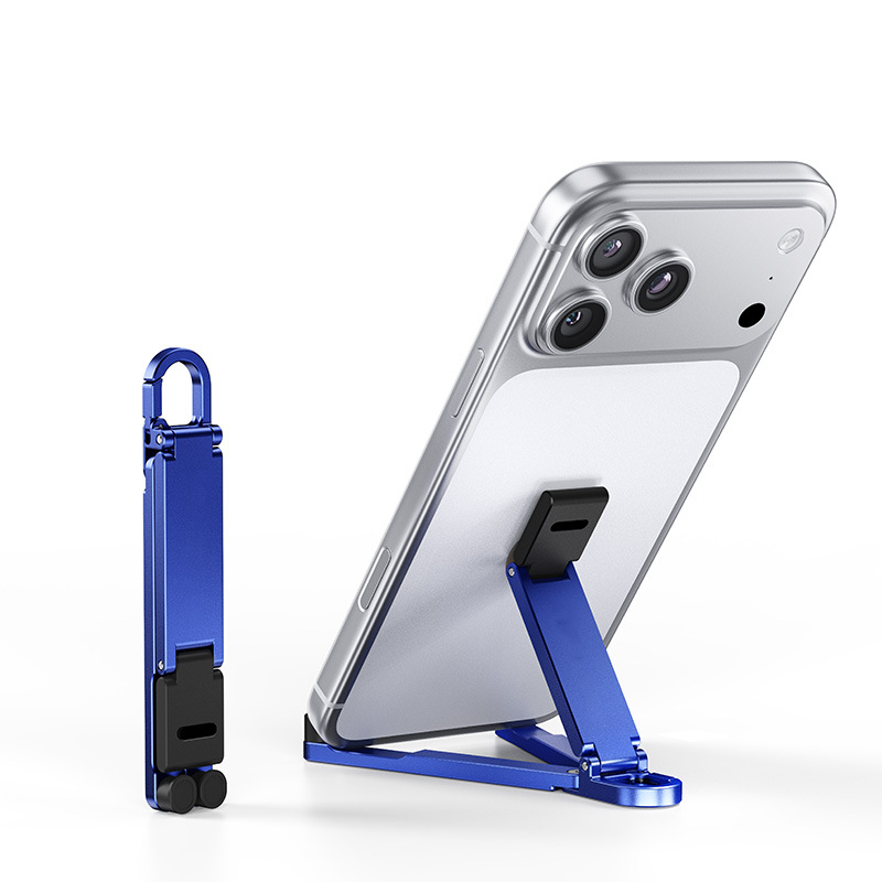 📱Mini Aluminium Telefonställ Nyckelring Hopfällbar Skrivbordshållare – Liten Pryl, Stor Bekvämlighet✨