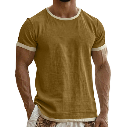 👕🔥 Mångsidig herr-T-shirt med kontrastdetaljer för vardag– Sval, Enkel & Perfekt för Vardagen ✨