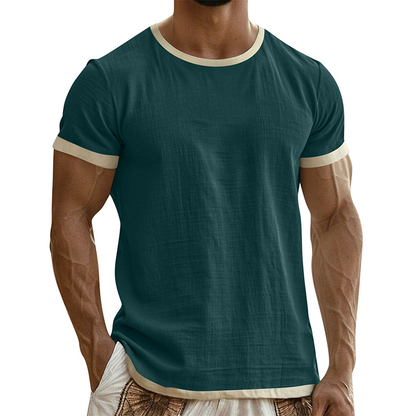 👕🔥 Mångsidig herr-T-shirt med kontrastdetaljer för vardag– Sval, Enkel & Perfekt för Vardagen ✨