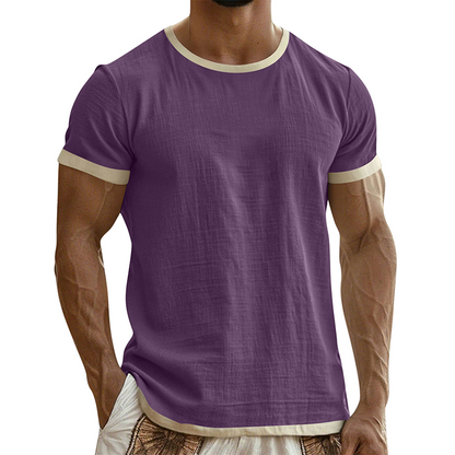 👕🔥 Mångsidig herr-T-shirt med kontrastdetaljer för vardag– Sval, Enkel & Perfekt för Vardagen ✨