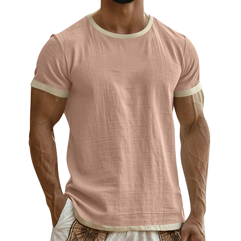 👕🔥 Mångsidig herr-T-shirt med kontrastdetaljer för vardag– Sval, Enkel & Perfekt för Vardagen ✨