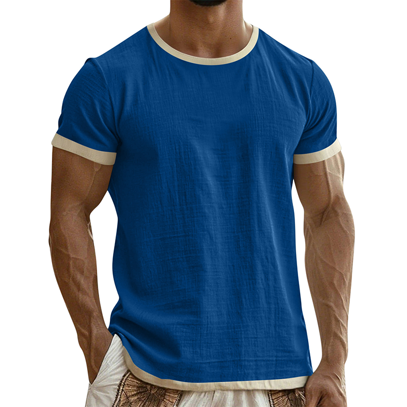 👕🔥 Mångsidig herr-T-shirt med kontrastdetaljer för vardag– Sval, Enkel & Perfekt för Vardagen ✨