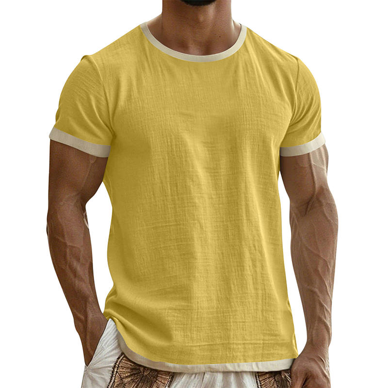 👕🔥 Mångsidig herr-T-shirt med kontrastdetaljer för vardag– Sval, Enkel & Perfekt för Vardagen ✨