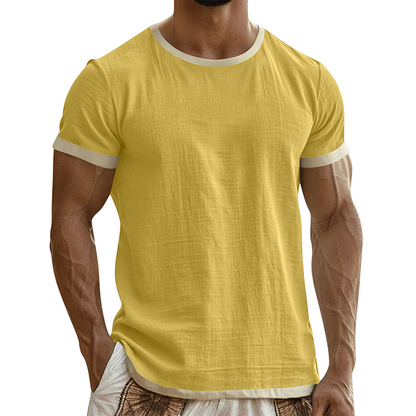 👕🔥 Mångsidig herr-T-shirt med kontrastdetaljer för vardag– Sval, Enkel & Perfekt för Vardagen ✨