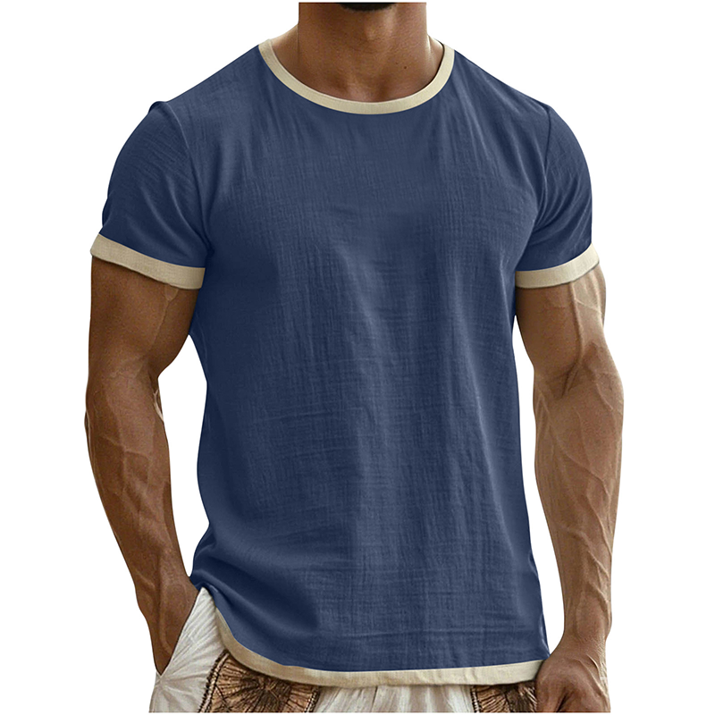 👕🔥 Mångsidig herr-T-shirt med kontrastdetaljer för vardag– Sval, Enkel & Perfekt för Vardagen ✨