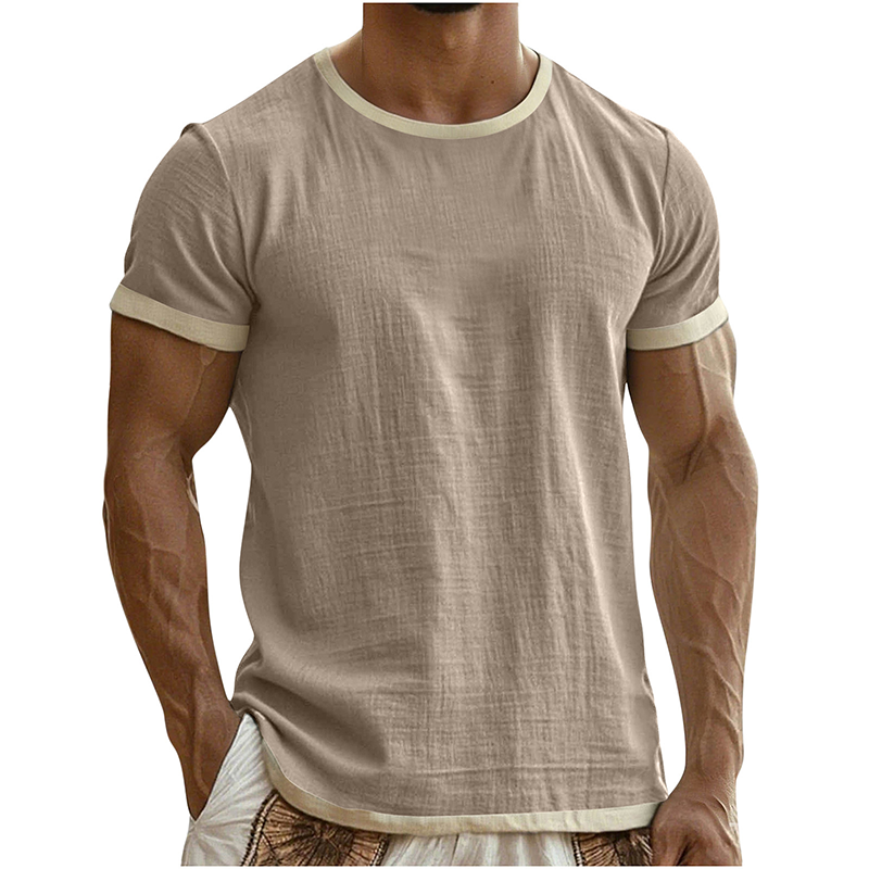 👕🔥 Mångsidig herr-T-shirt med kontrastdetaljer för vardag– Sval, Enkel & Perfekt för Vardagen ✨