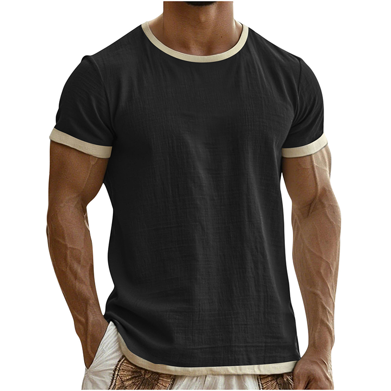 👕🔥 Mångsidig herr-T-shirt med kontrastdetaljer för vardag– Sval, Enkel & Perfekt för Vardagen ✨