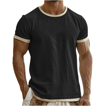 👕🔥 Mångsidig herr-T-shirt med kontrastdetaljer för vardag– Sval, Enkel & Perfekt för Vardagen ✨