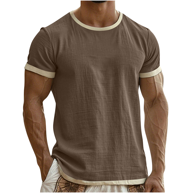 👕🔥 Mångsidig herr-T-shirt med kontrastdetaljer för vardag– Sval, Enkel & Perfekt för Vardagen ✨