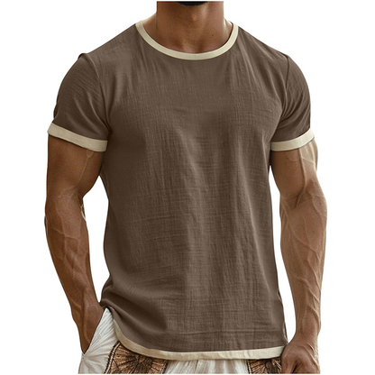 👕🔥 Mångsidig herr-T-shirt med kontrastdetaljer för vardag– Sval, Enkel & Perfekt för Vardagen ✨