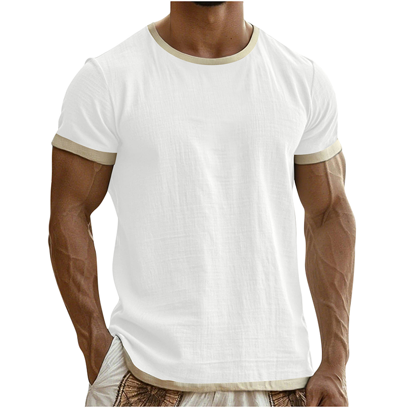👕🔥 Mångsidig herr-T-shirt med kontrastdetaljer för vardag– Sval, Enkel & Perfekt för Vardagen ✨