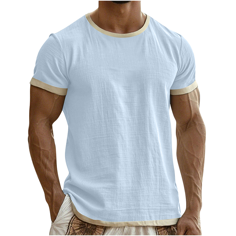 👕🔥 Mångsidig herr-T-shirt med kontrastdetaljer för vardag– Sval, Enkel & Perfekt för Vardagen ✨