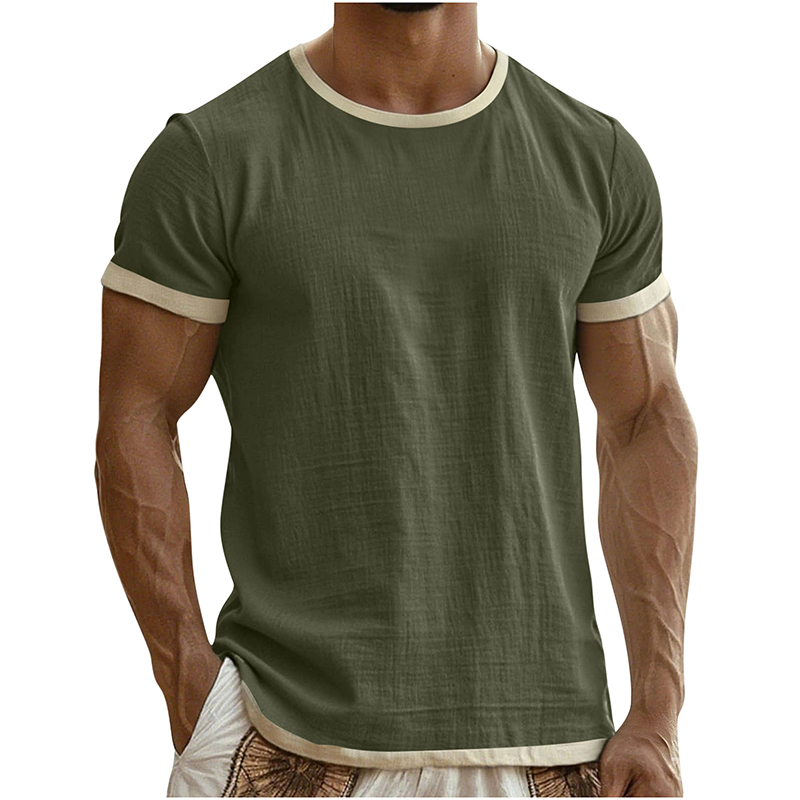 👕🔥 Mångsidig herr-T-shirt med kontrastdetaljer för vardag– Sval, Enkel & Perfekt för Vardagen ✨