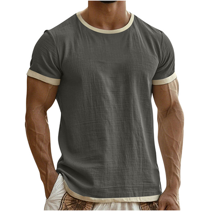 👕🔥 Mångsidig herr-T-shirt med kontrastdetaljer för vardag– Sval, Enkel & Perfekt för Vardagen ✨