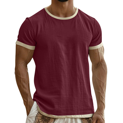 👕🔥 Mångsidig herr-T-shirt med kontrastdetaljer för vardag– Sval, Enkel & Perfekt för Vardagen ✨