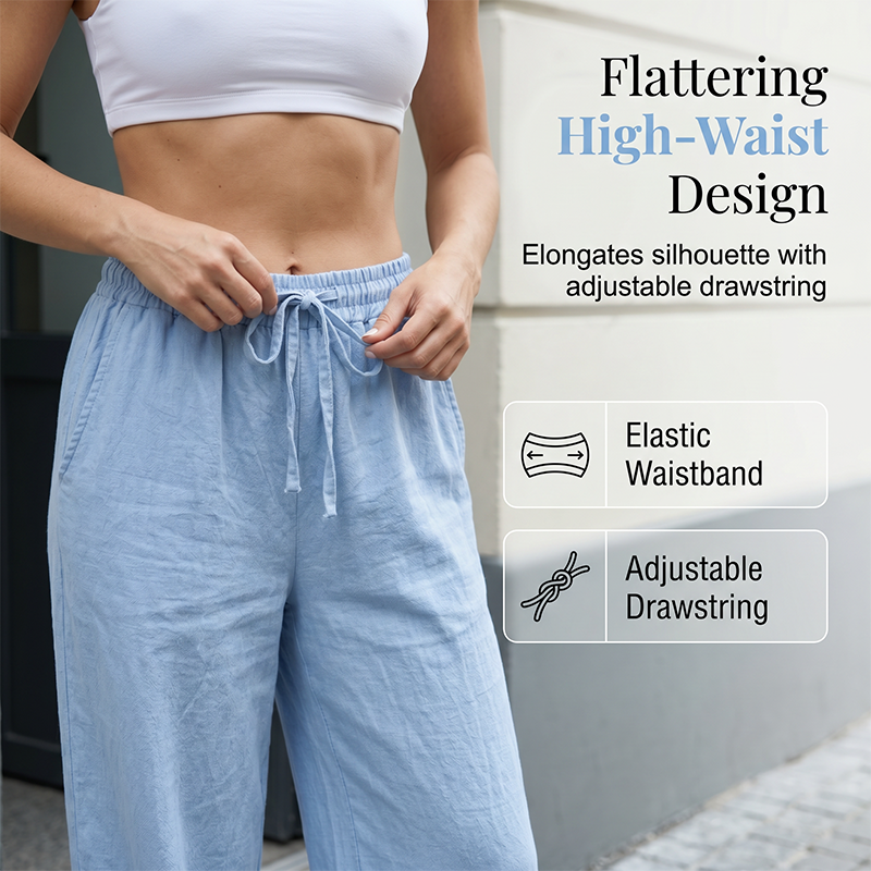 👖🌿 Avslappnade raka byxor med hög midja och fickor– Snygg Komfort för Varje Dag ✨