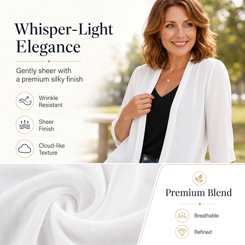 🌸Lätt chiffongkofta för damer med öppen framsida– Soft, Flowy & Effortlessly Elegant 💖