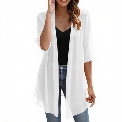 🌸Lätt chiffongkofta för damer med öppen framsida– Soft, Flowy & Effortlessly Elegant 💖