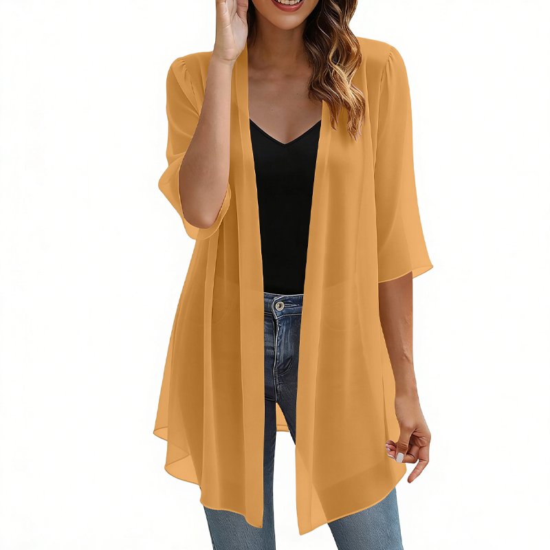🌸Lätt chiffongkofta för damer med öppen framsida– Soft, Flowy & Effortlessly Elegant 💖