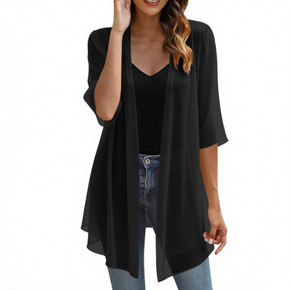 🌸Lätt chiffongkofta för damer med öppen framsida– Soft, Flowy & Effortlessly Elegant 💖