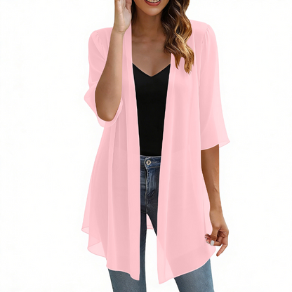 🌸Lätt chiffongkofta för damer med öppen framsida– Soft, Flowy & Effortlessly Elegant 💖