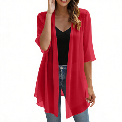🌸Lätt chiffongkofta för damer med öppen framsida– Soft, Flowy & Effortlessly Elegant 💖