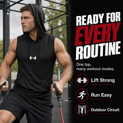 🏋️ Herr Athletic Ärmlös Huvtröja | Andningsbar, Muskelsnål & Perfekt för Gym, Löpning & Utomhusträning