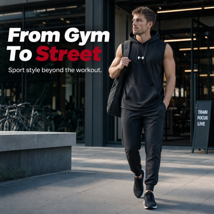 🏋️ Herr Athletic Ärmlös Huvtröja | Andningsbar, Muskelsnål & Perfekt för Gym, Löpning & Utomhusträning