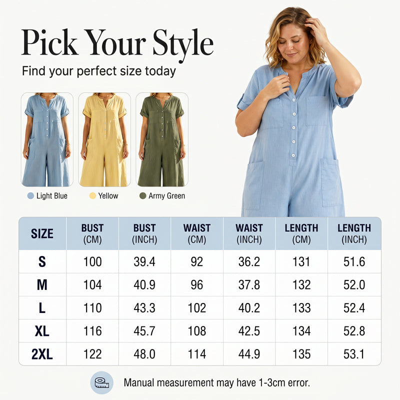 💛✨Jumpsuit för damer i ledig stil med korta ärmar och vida ben – Stilren komfort med vida ben & avslappnad passform